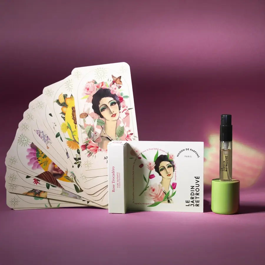 Mini perfume spray Rose Trocadéro with Oracle du Jardin card – Well-being gift set for Mother's Day by Le Jardin Retrouvé