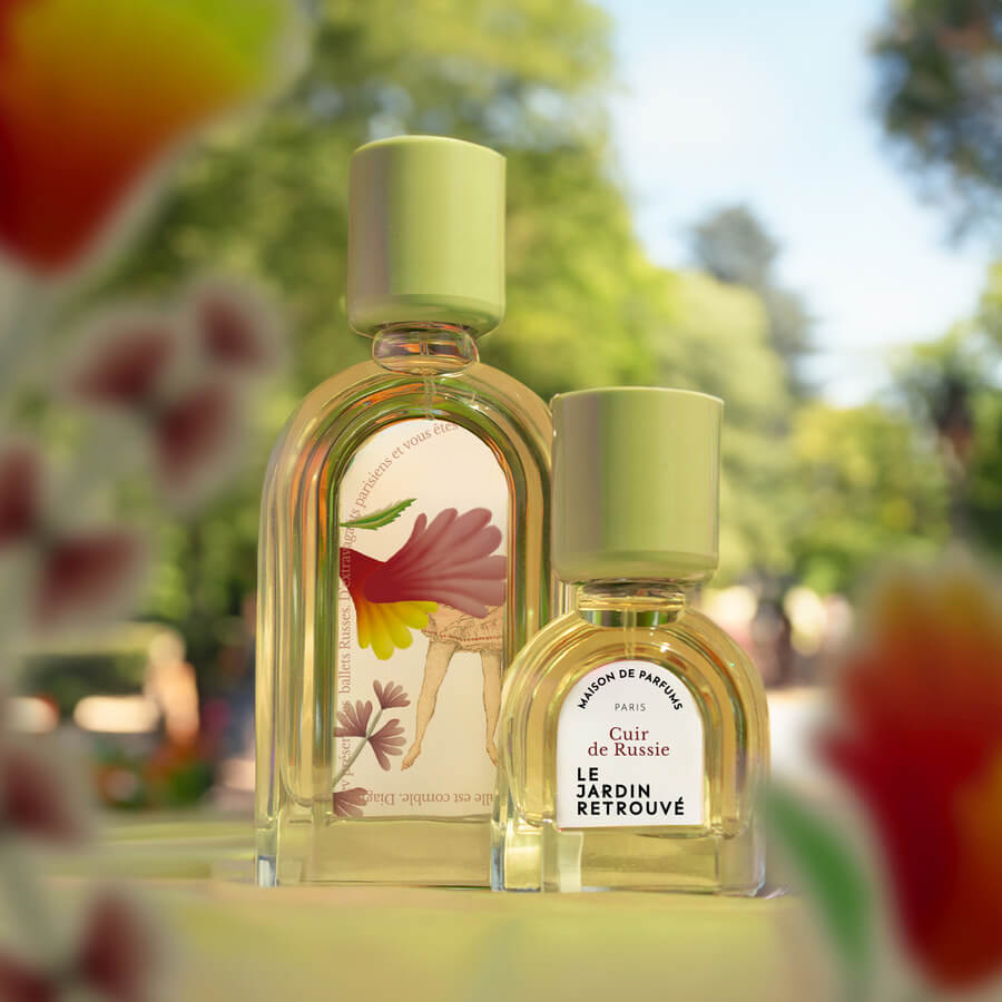 Les deux parfums 15ml et 50ml Cuir de Russie du Jardin Retrouvé