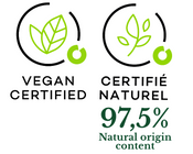 Cuir de Russie - Le Jardin Retrouvé - Vegan certified logo - Certifié naturel 97.5% Natural origin content